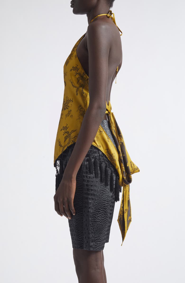 KIM SHUI Bella Fringe Silk Brocade Halter Top, Alternate, color, 