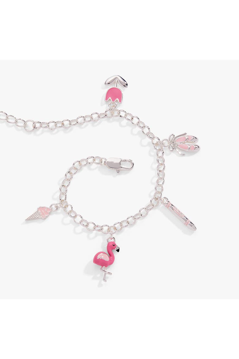 Crayola x Alex and Ani Fan Favorites Tickle Me Pink Charm Bracelet, Alternate, color, Silver