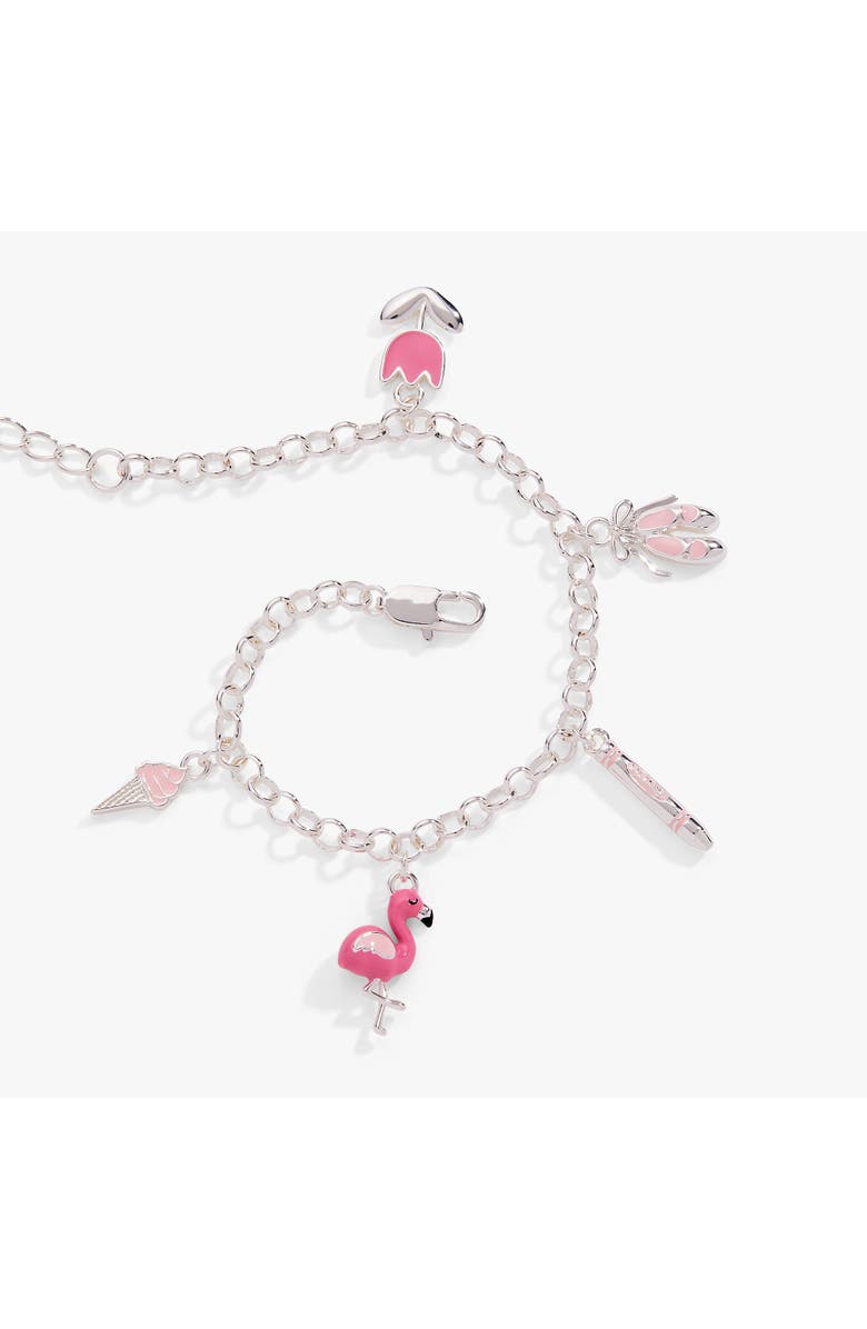 Alex and Ani Crayola x Alex and Ani Fan Favorites Tickle Me Pink Charm Bracelet, Alternate, color, Silver