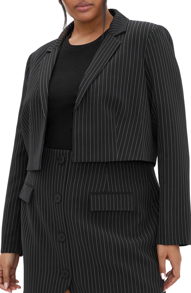 City Chic Alayah Stripe Crop Jacket, Main, color, Stripe