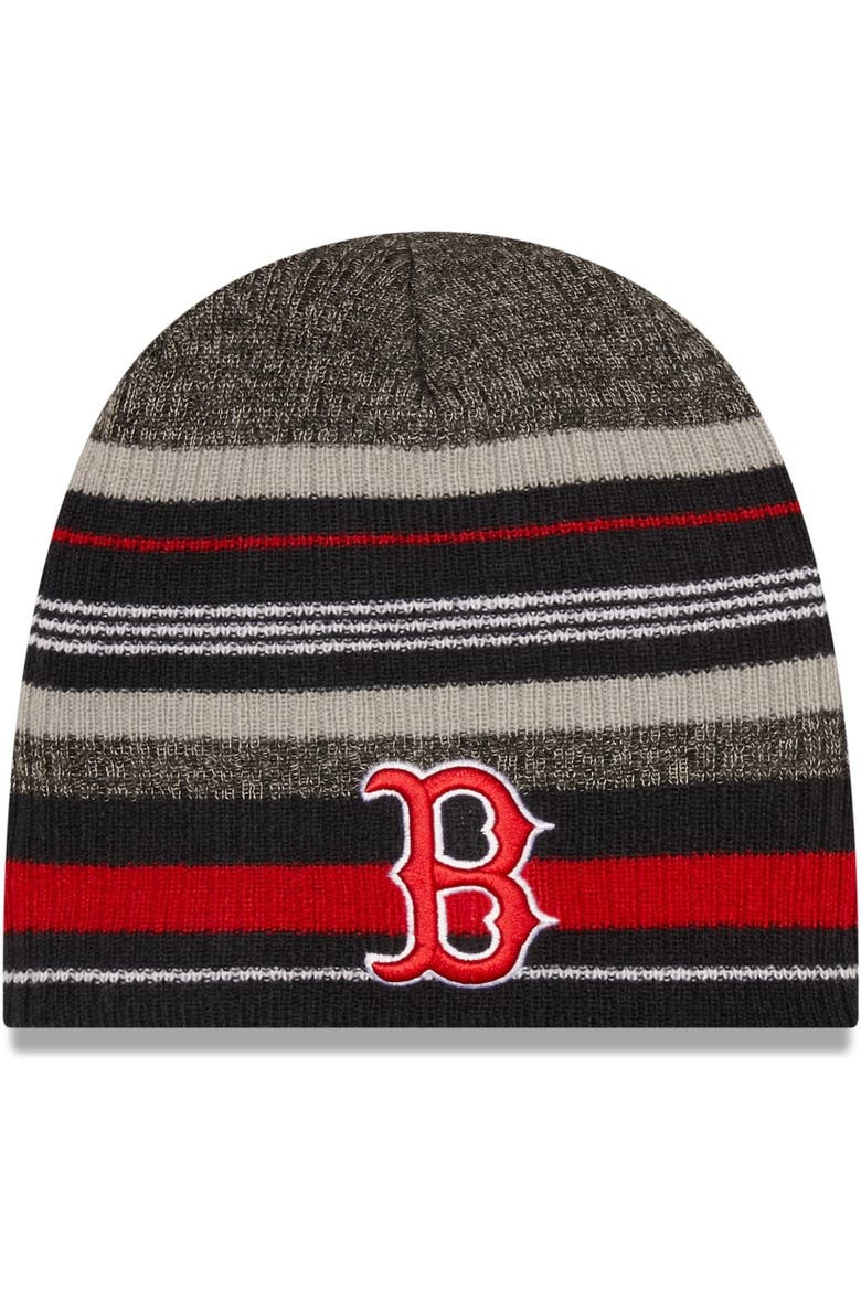 Men's New Era Navy Boston Red Sox Striped Beanie Hat, Main, color, Navy