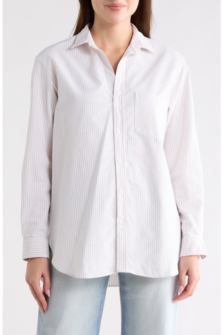 Joedy Cotton Button-Up Shirt, Main, color, TAN STRIPE