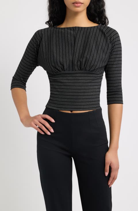 Promesa Pinstripe Ruched Top