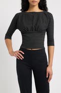 Feners Promesa Pinstripe Ruched Top