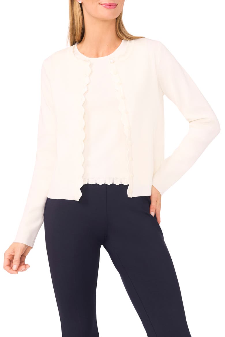 Scallop Detail Cardigan, Main, color, VANILLA ICE