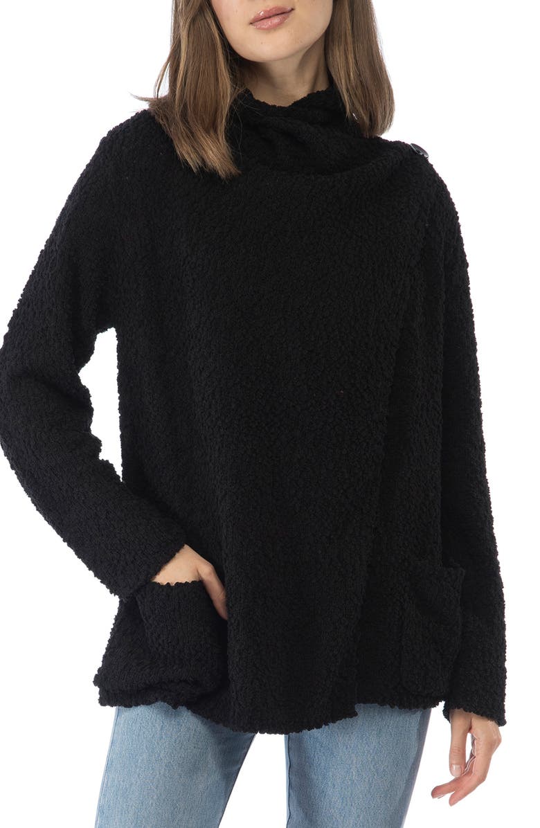 Bobeau Boucle Popcorn Draped Button Cardigan, Main, color,