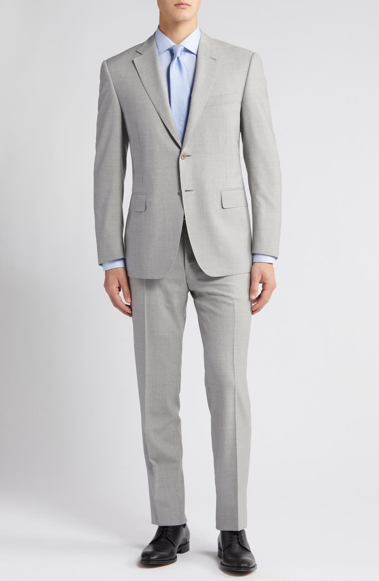 Canali Siena Regular Fit Light Grey Mélange Wool Suit, Main, color, Light Grey