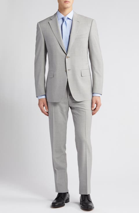 Siena Regular Fit Light Grey Mélange Wool Suit (Regular & Big)