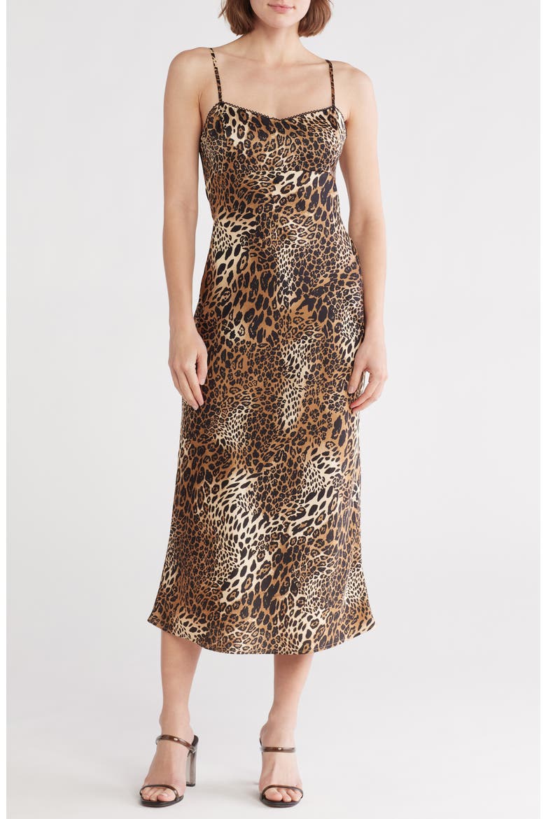 Cutout Leopard Print Slipdress, Main, color, LEOPARD