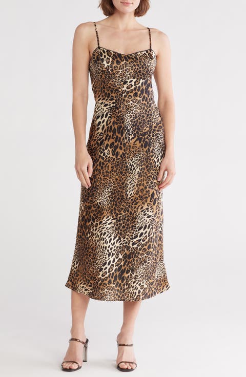 Cutout Leopard Print Slipdress