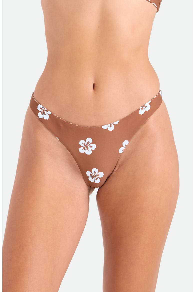 Coco Retro Bloom Reversible Bikini Bottoms, Main, color, DARK BROWN
