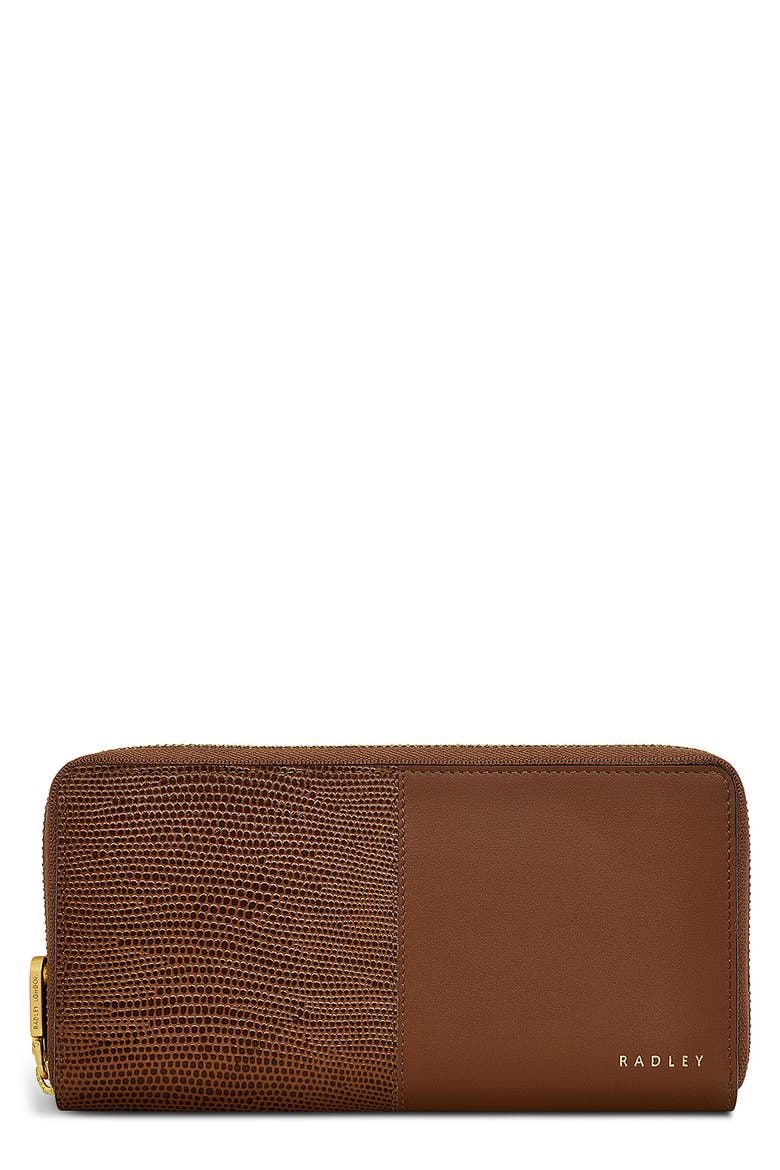 Mount Row Lizard Embossed Zip Continental Wallet, Main, color, SADDLE