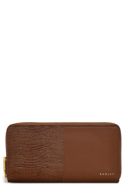 Mount Row Lizard Embossed Zip Continental Wallet
