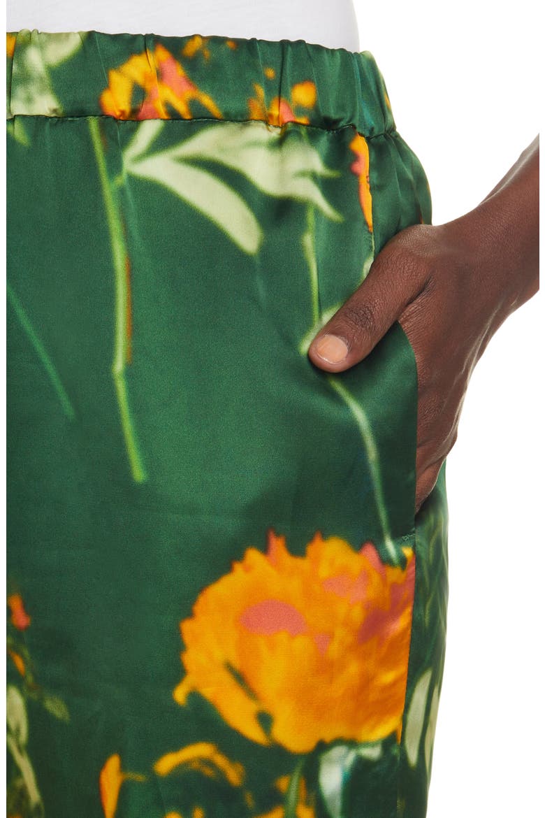 Palmira Floral Print Pull-On Pants, Alternate, color, BOTTLE