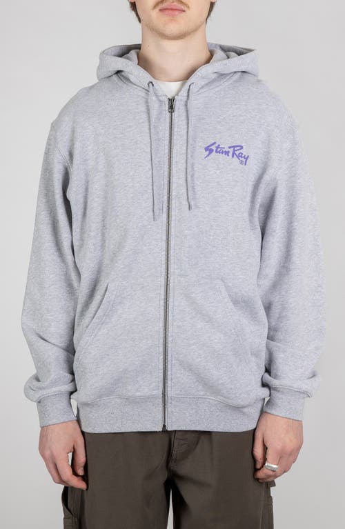Stan Ray Stan Og Logo Graphic Zip-up Hoodie In Grey Marl/navy Print
