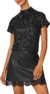 Vince Camuto Sequin Mock Neck Top