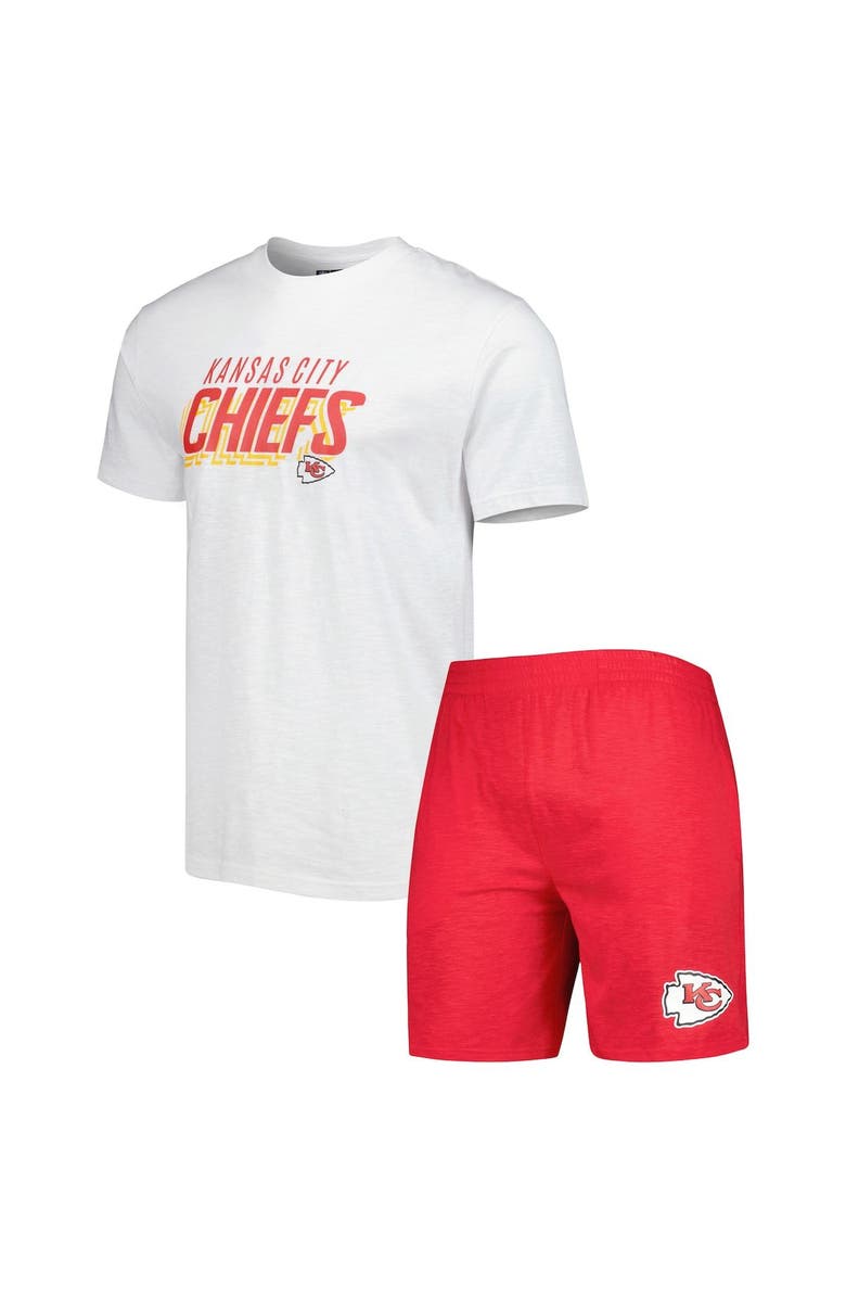 CONCEPTS SPORT Men's Concepts Sport Red/White Kansas City Chiefs Downfield T-Shirt & Shorts Sleep Set, Main, color, 