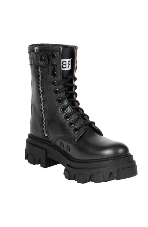 Black Leather Combat Boots