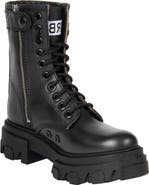 URBNKICKS Black Leather Combat Boots