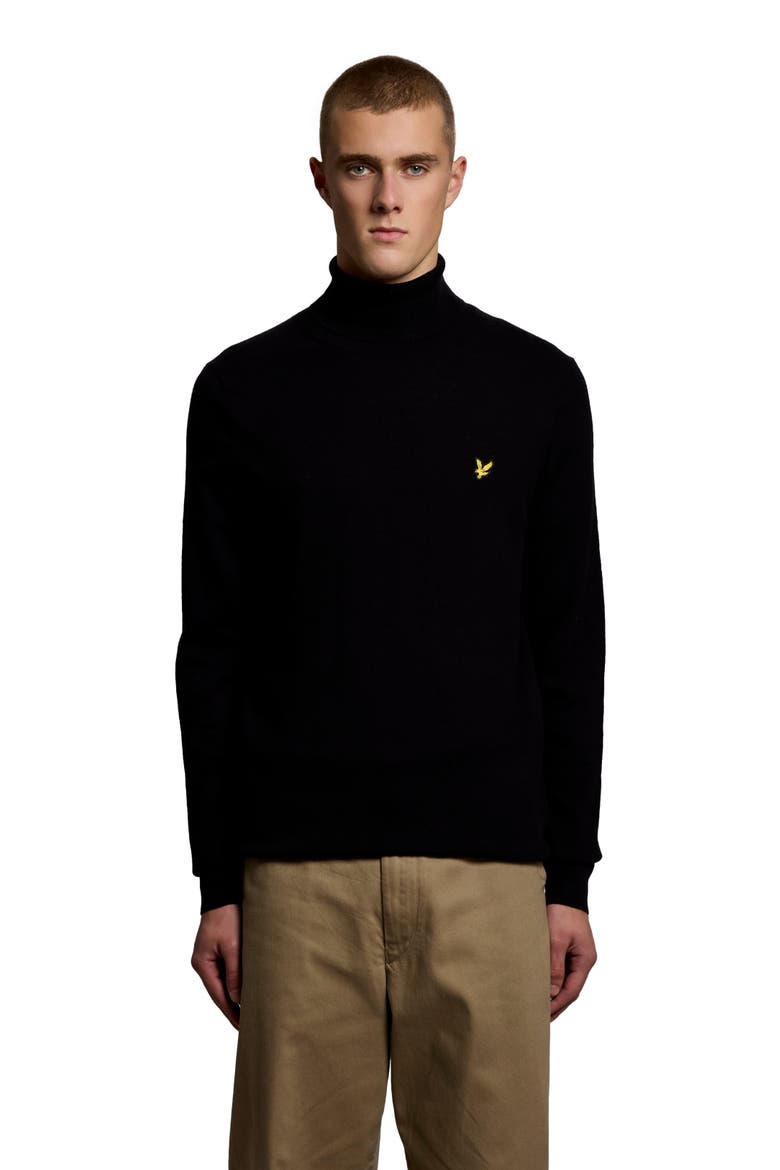 Cotton Merino Turtleneck Sweater, Alternate, color, Jet Black