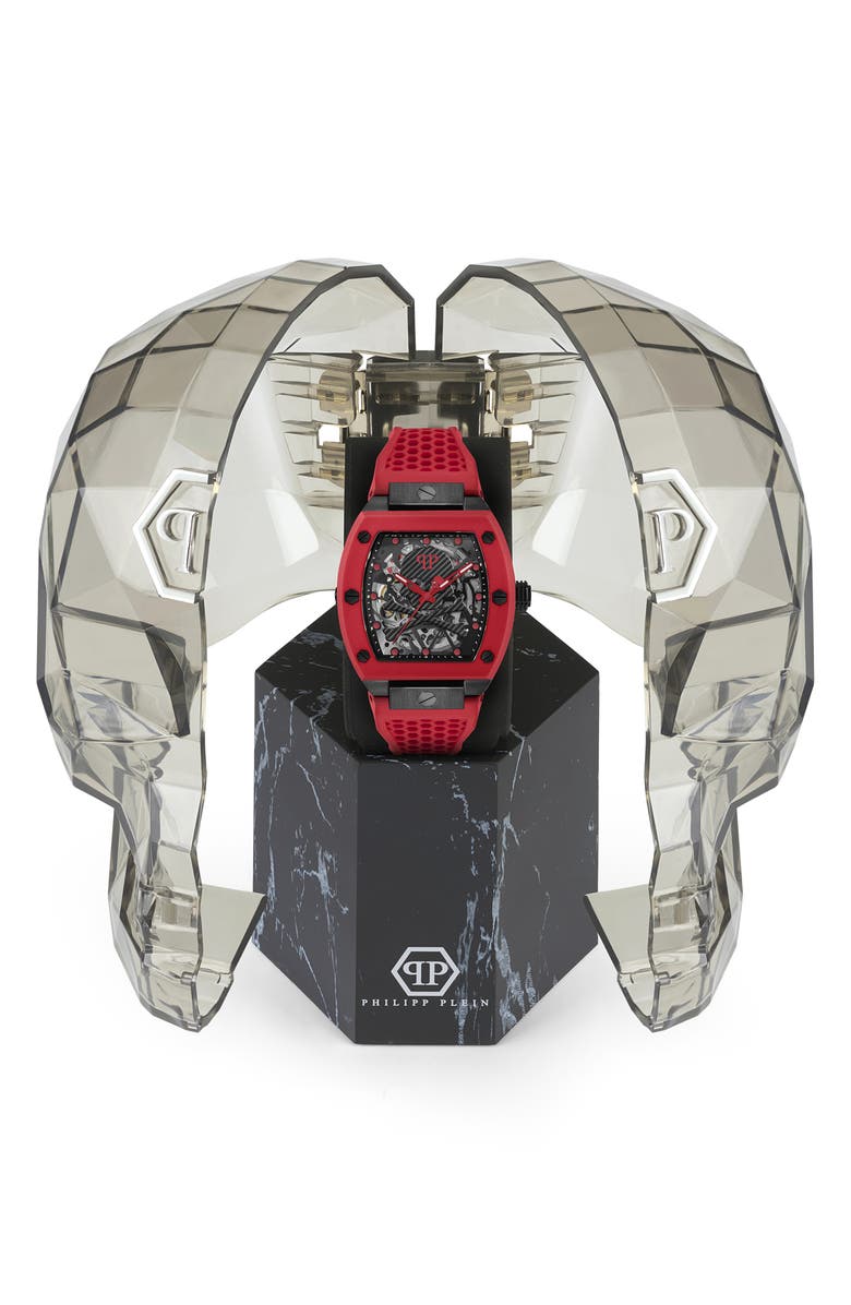 PHILIPP PLEIN The $keleton Automatic Silicone Strap Watch, 44mm, Alternate, color,