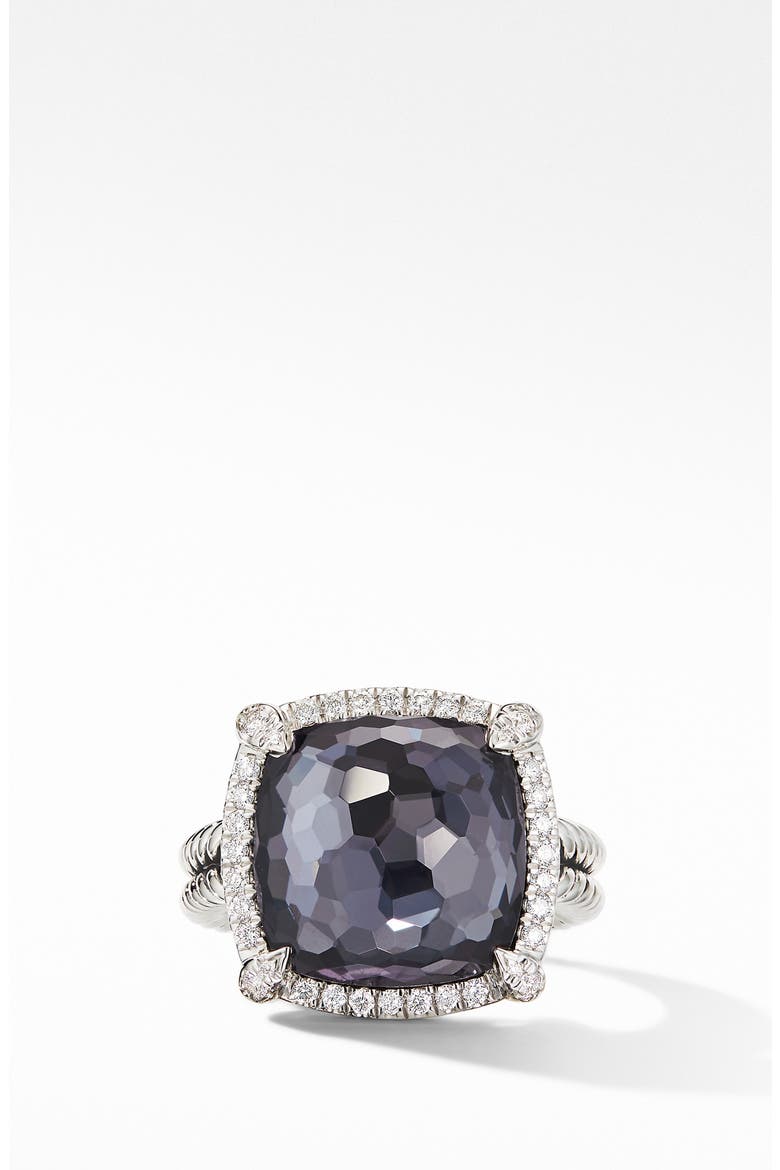 Chatelaine® Pavé Bezel Black Orchid Ring, Main, color, BLACK ORCHID/ SILVER