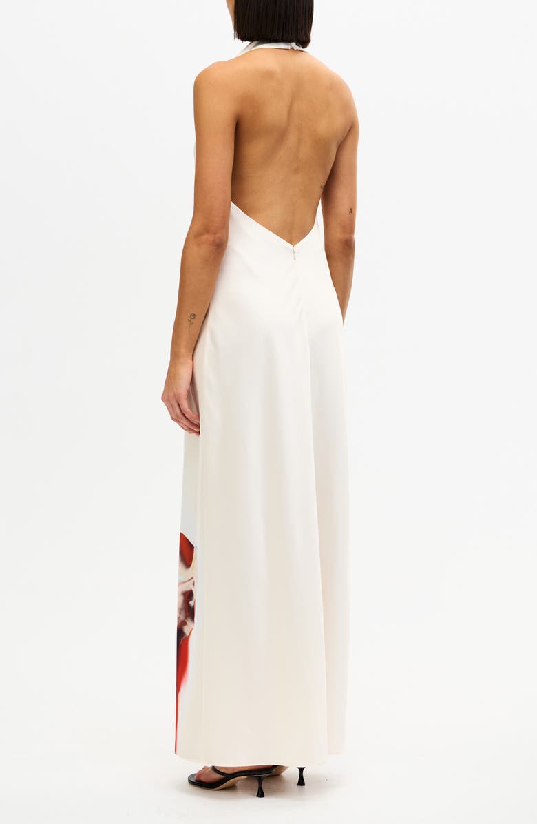 Significant Other Anastasia Placed Floral Satin Halter Maxi Dress, Alternate, color, Cinnamon Fleur