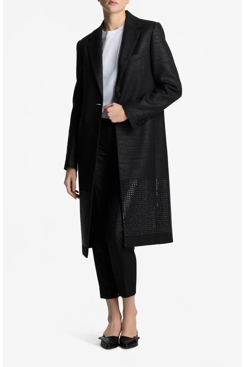 Metallic Twill Longline Jacket, Main, color, BLACK/ BLACK