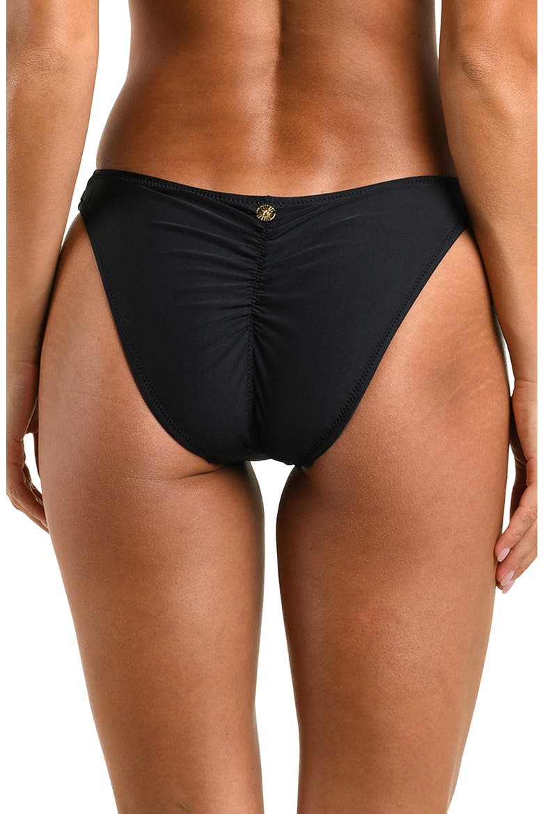 Sunshine Solids High Leg Cheeky Swim Bottoms, Alternate, color, BLACK