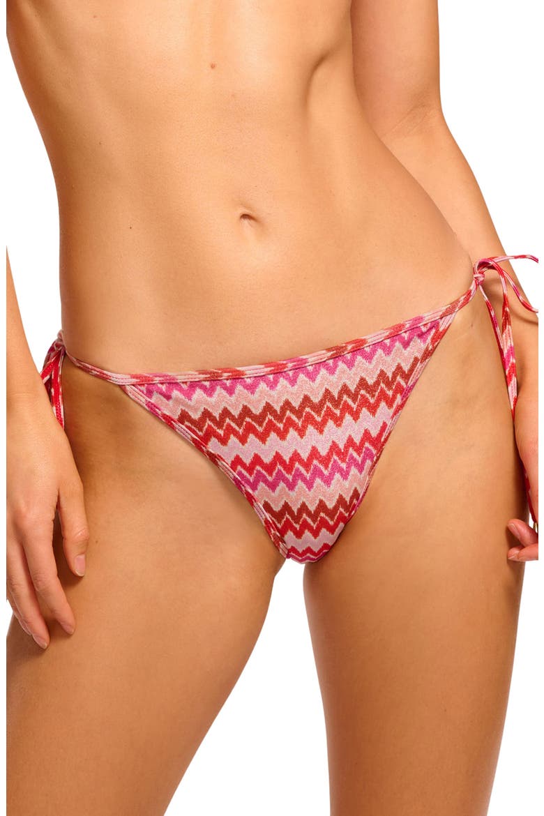 Moriah Metallic Chevron Bikini Bottoms, Main, color, FLAME CHEVRON