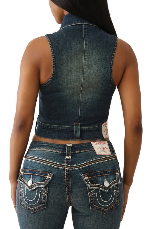 True Religion Women's Fur Denim Vest In Blue