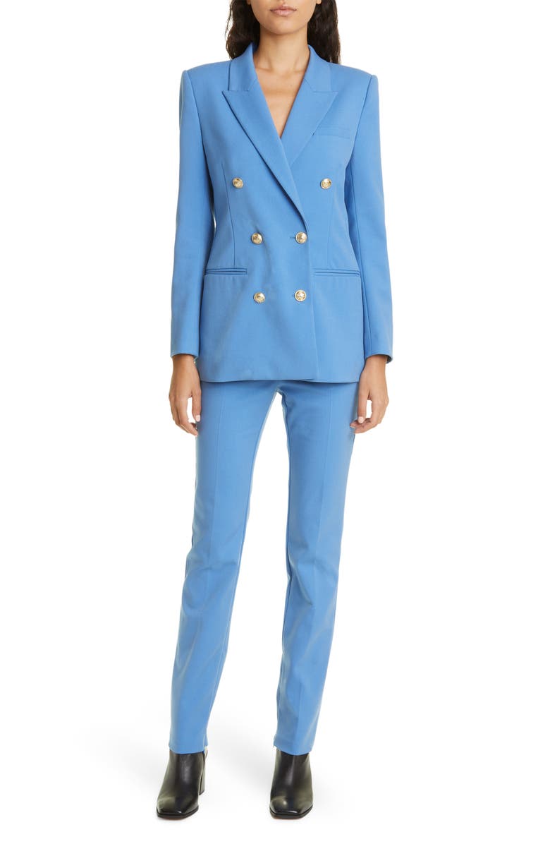 Derek Lam 10 Crosby Malika Side Slit Cotton Blend Pants, Alternate, color, Light Blue