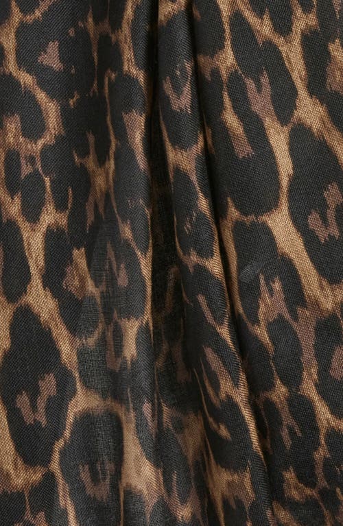 Nordstrom Eyelash Trim Print Cashmere & Silk Wrap In Brown
