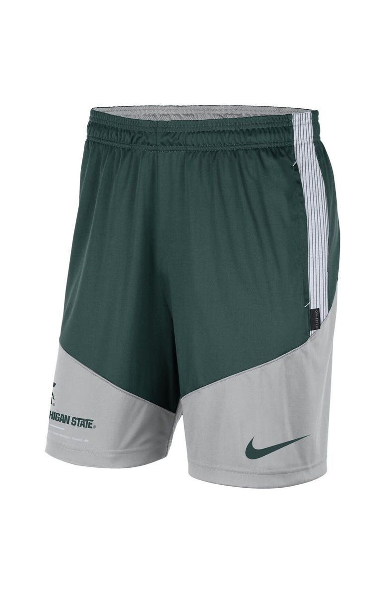 Nike Men's Nike Green/Gray Michigan State Spartans Team Performance Knit Shorts, Alternate, color, Green