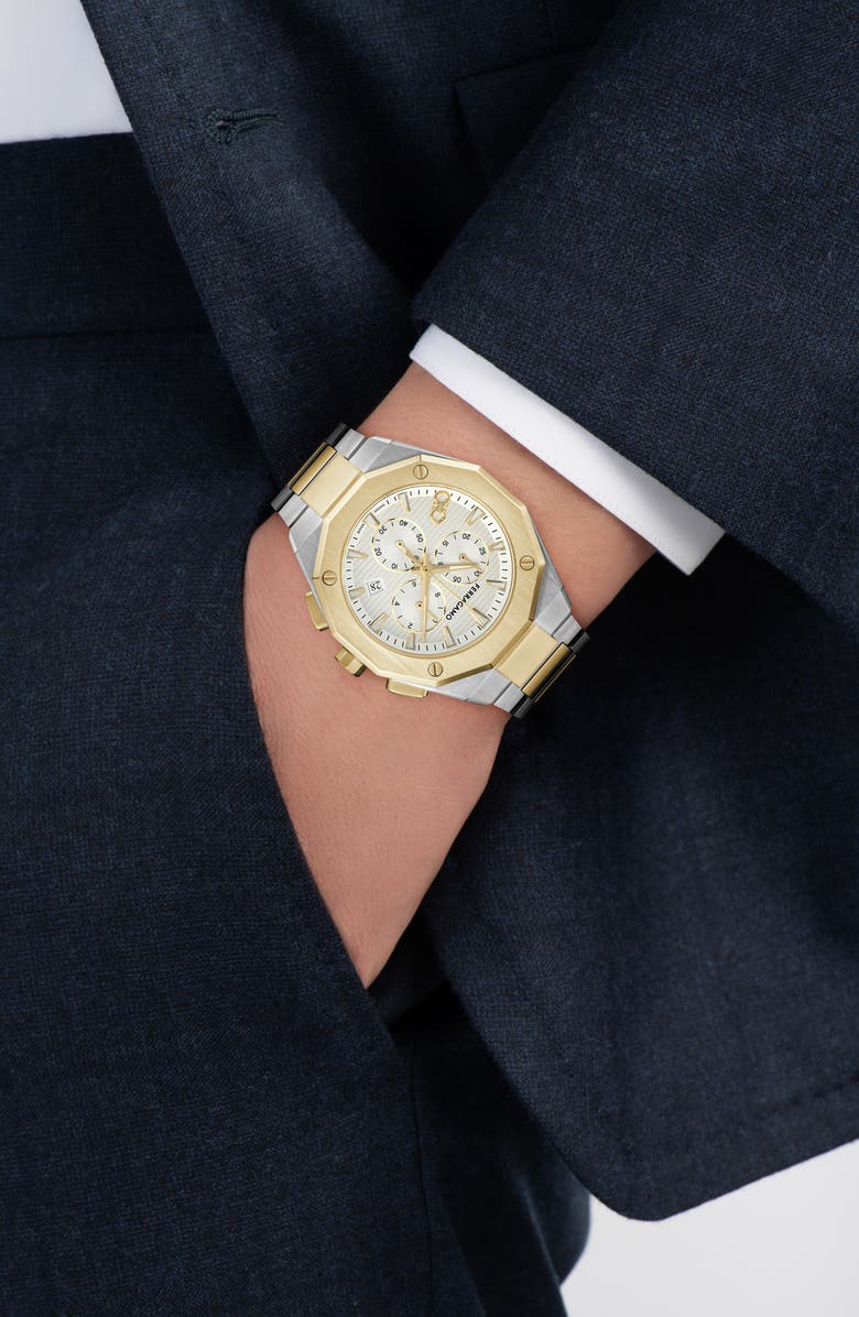 FERRAGAMO Edge Chronograph Two-Tone Bracelet Watch, 42mm, Alternate, color, Ip Two Tone