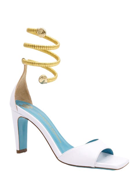 Elegant Lucilla Ankle Ornament Sandal in Pearlized Leather