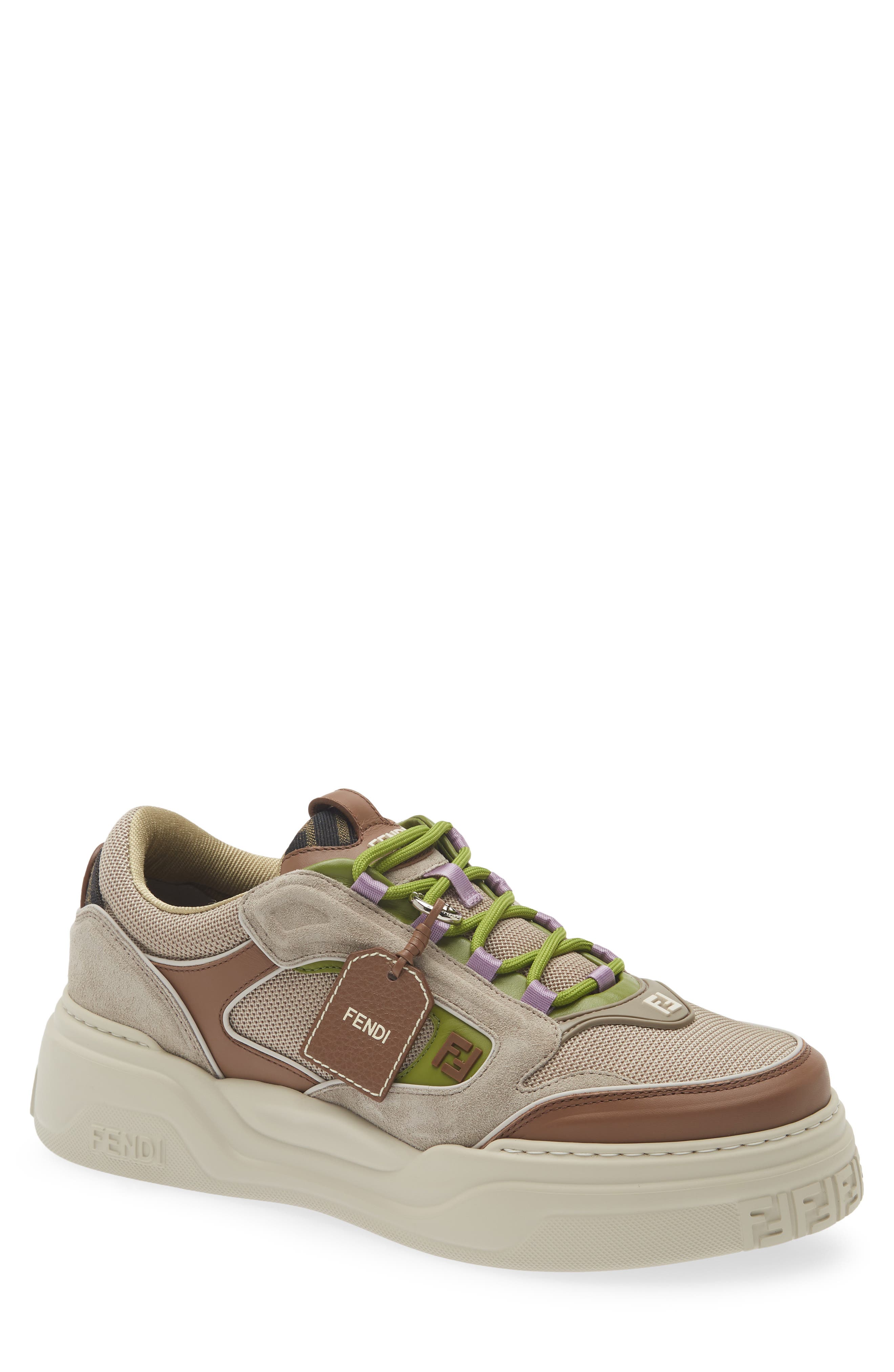 Fendi Force Low Top Sneaker, Main, color, Cacao Verbena Beige