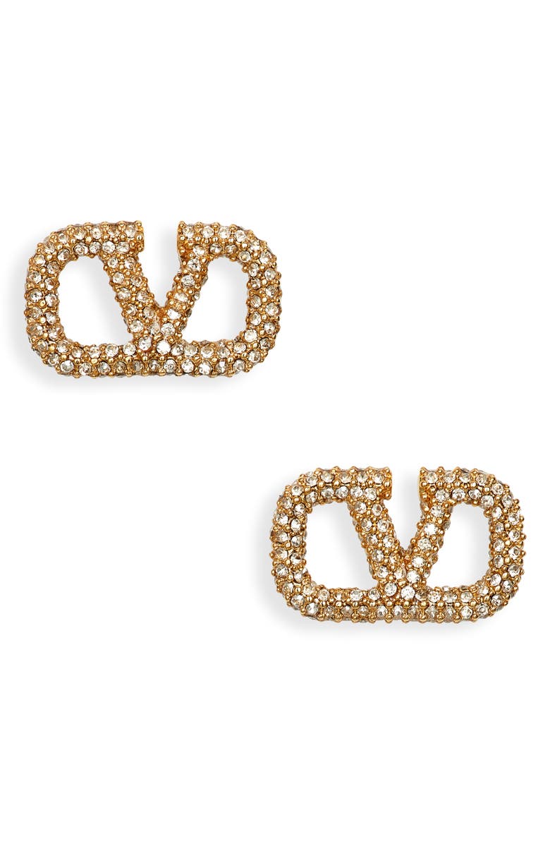 Valentino Garavani VLOGO Signature Crystal Embellished Stud Earrings, Main, color,