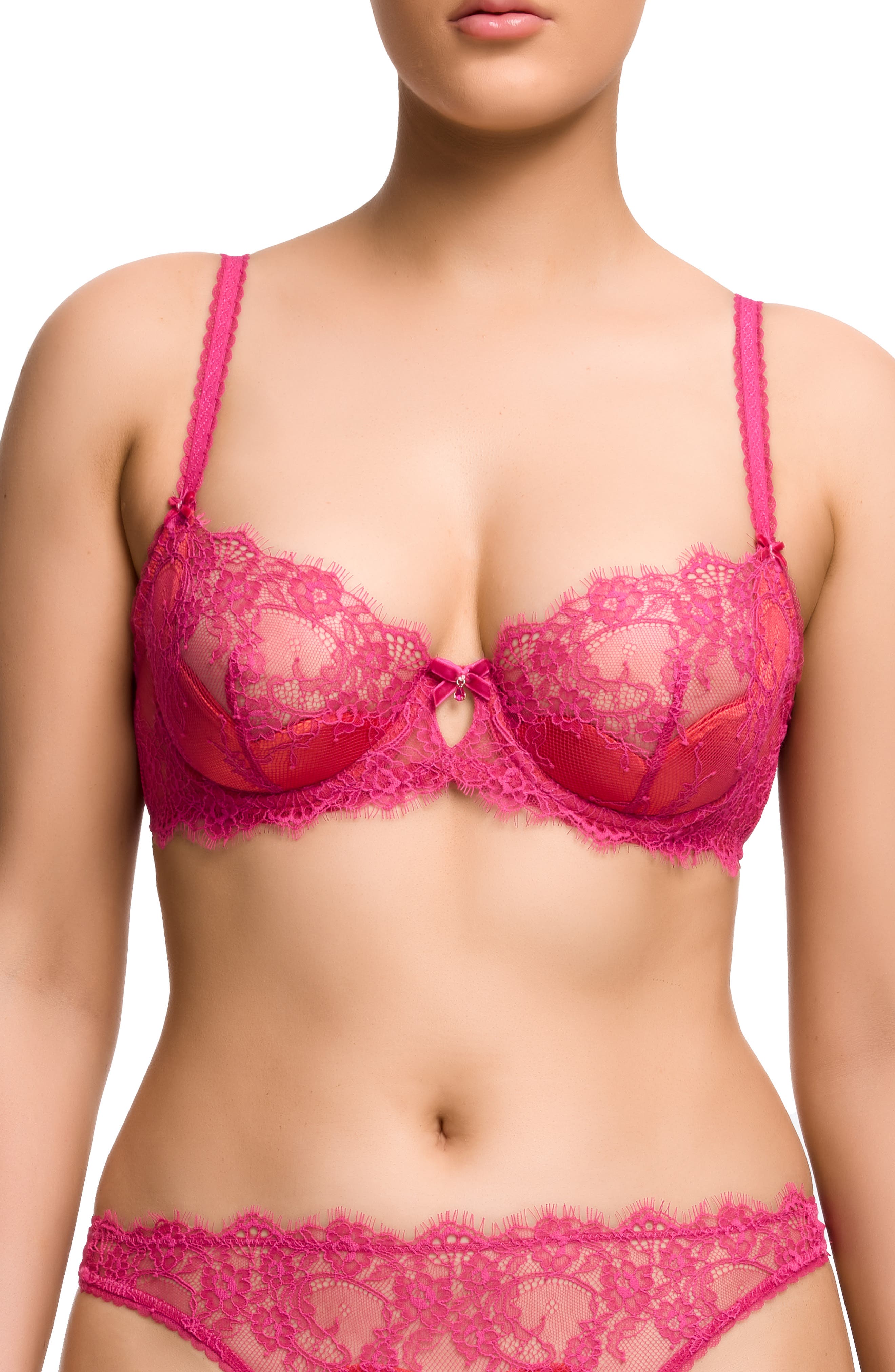 Dita Von Teese Zsa Zsa Underwire Padded Lace Bra in Magenta 
