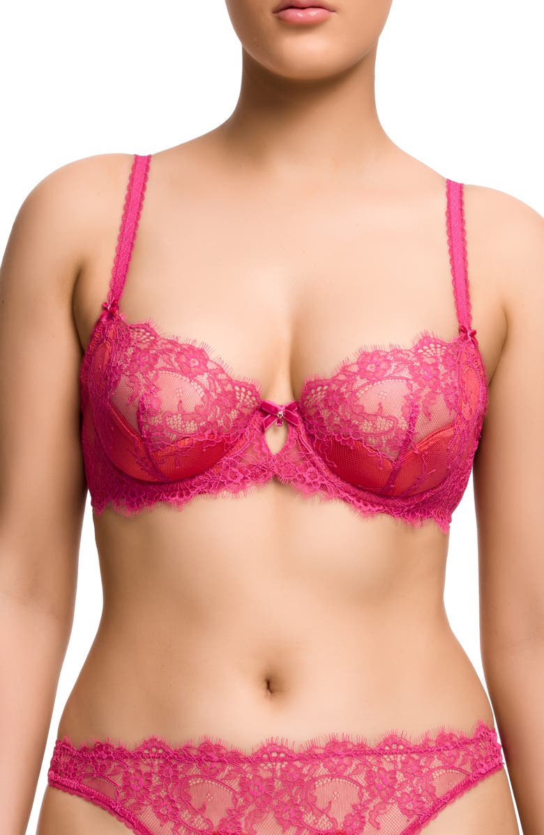 Dita Von Teese Zsa Zsa Underwire Padded Lace Bra, Main, color, Magenta