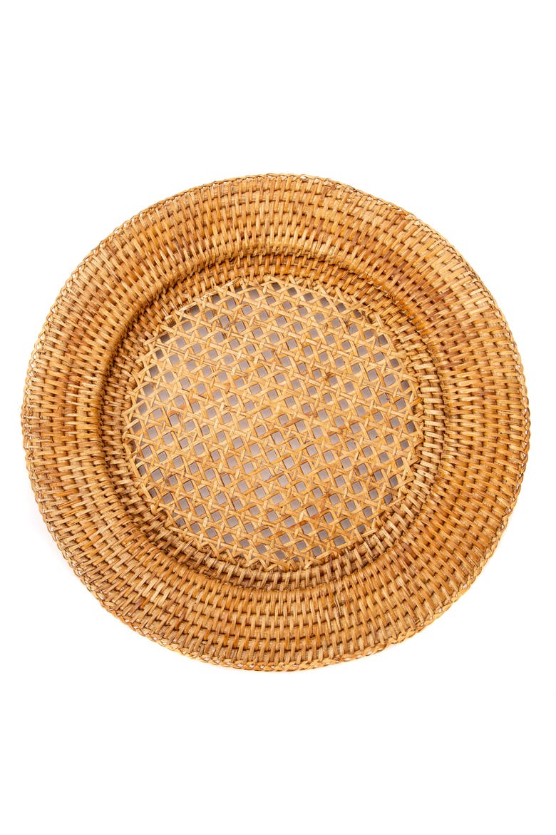 Open Weave Rattan Charger, Main, color, Honey Brown