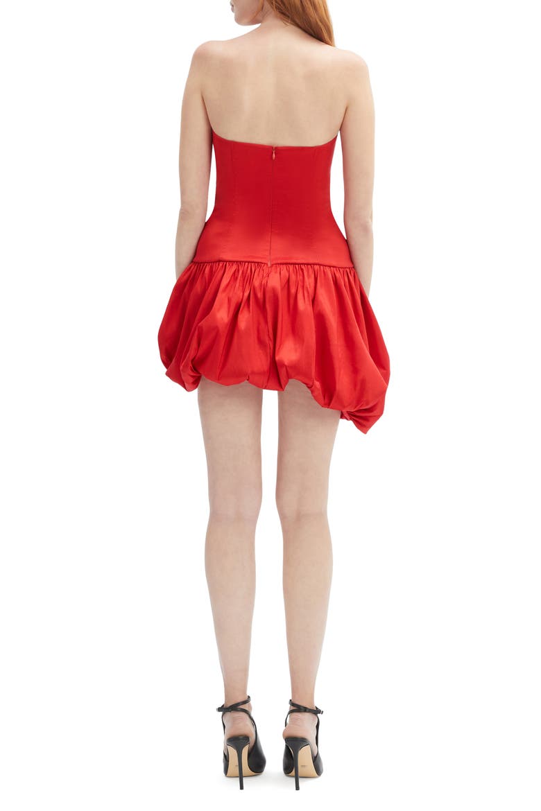 Alyna Bubble Hem Strapless Minidress, Alternate, color, FIRE RED