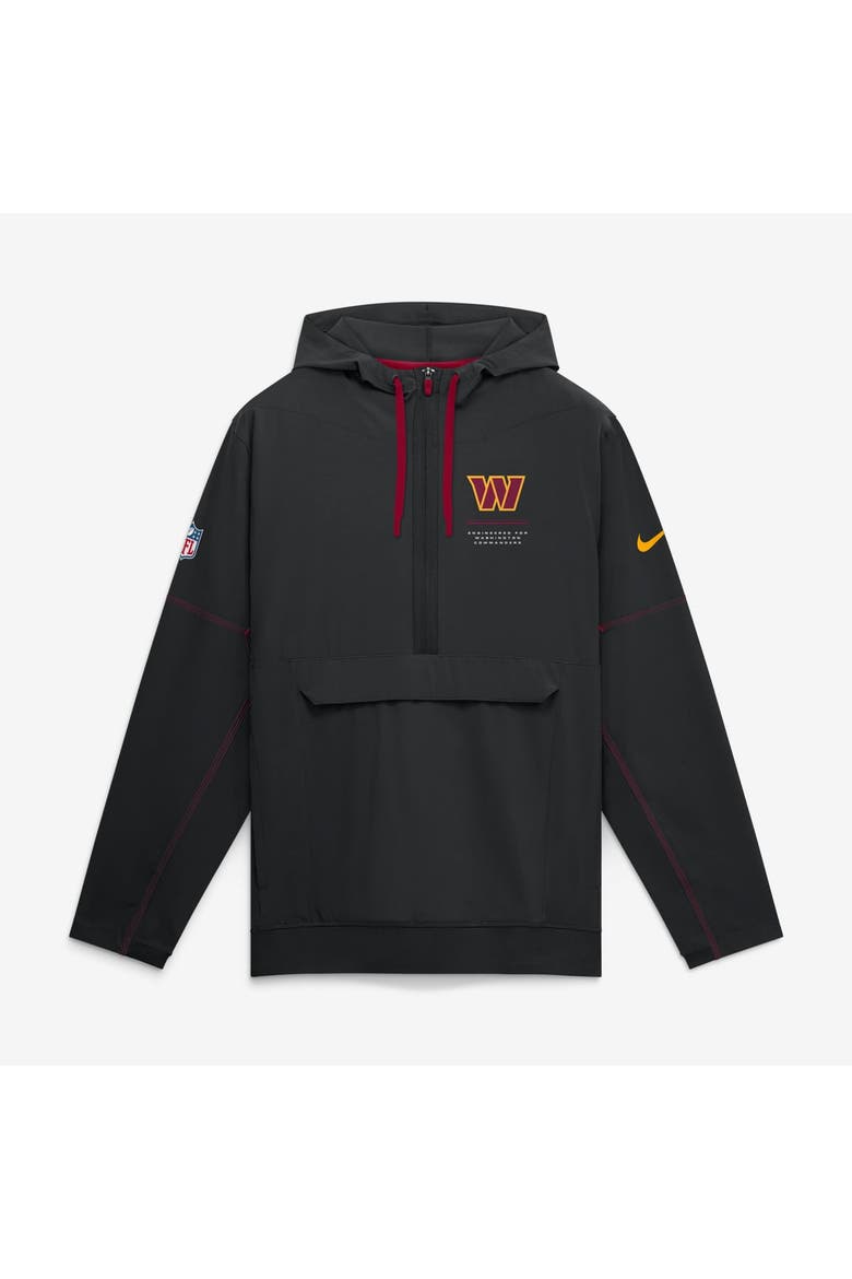 Men's Nike Black Washington Commanders Sideline Logo Glory Anorak Half-Zip Hooded Jacket, Main, color, Black