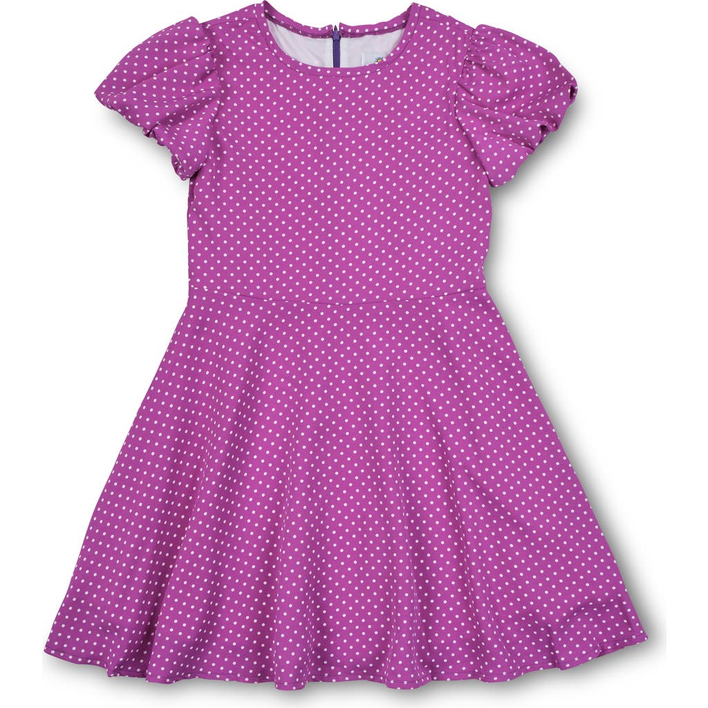 Florence Eiseman Polka Dot Dress With Bubble Sleeves In Purple