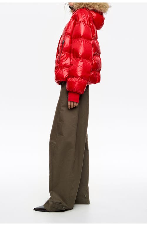 Bimba Y Lola Short Fur Hooded Down Jacket In Multi