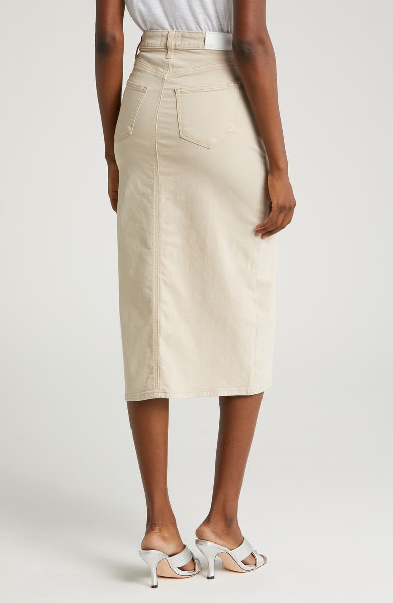 PAIGE Angela Denim Midi Skirt, Alternate, color, Softbeige