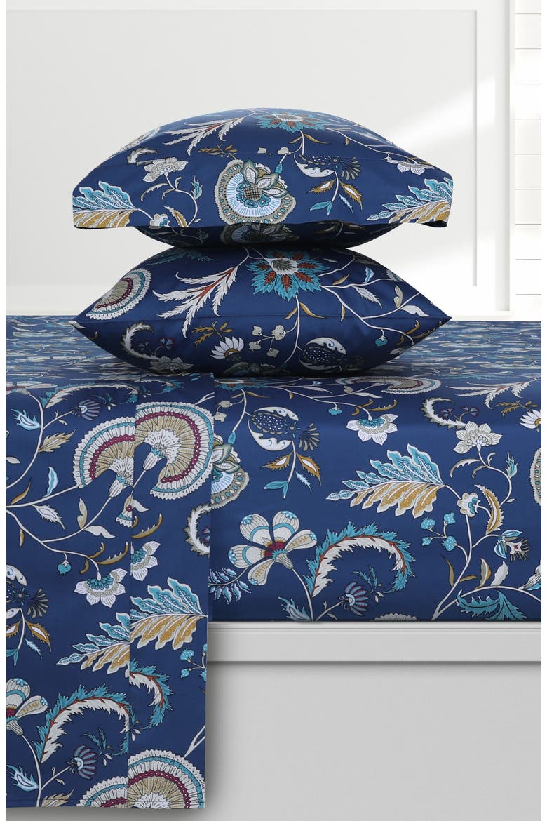 300 Thread Count Organic Cotton Sateen Sheet Set, Alternate, color, BLUE-MULTICOLOR