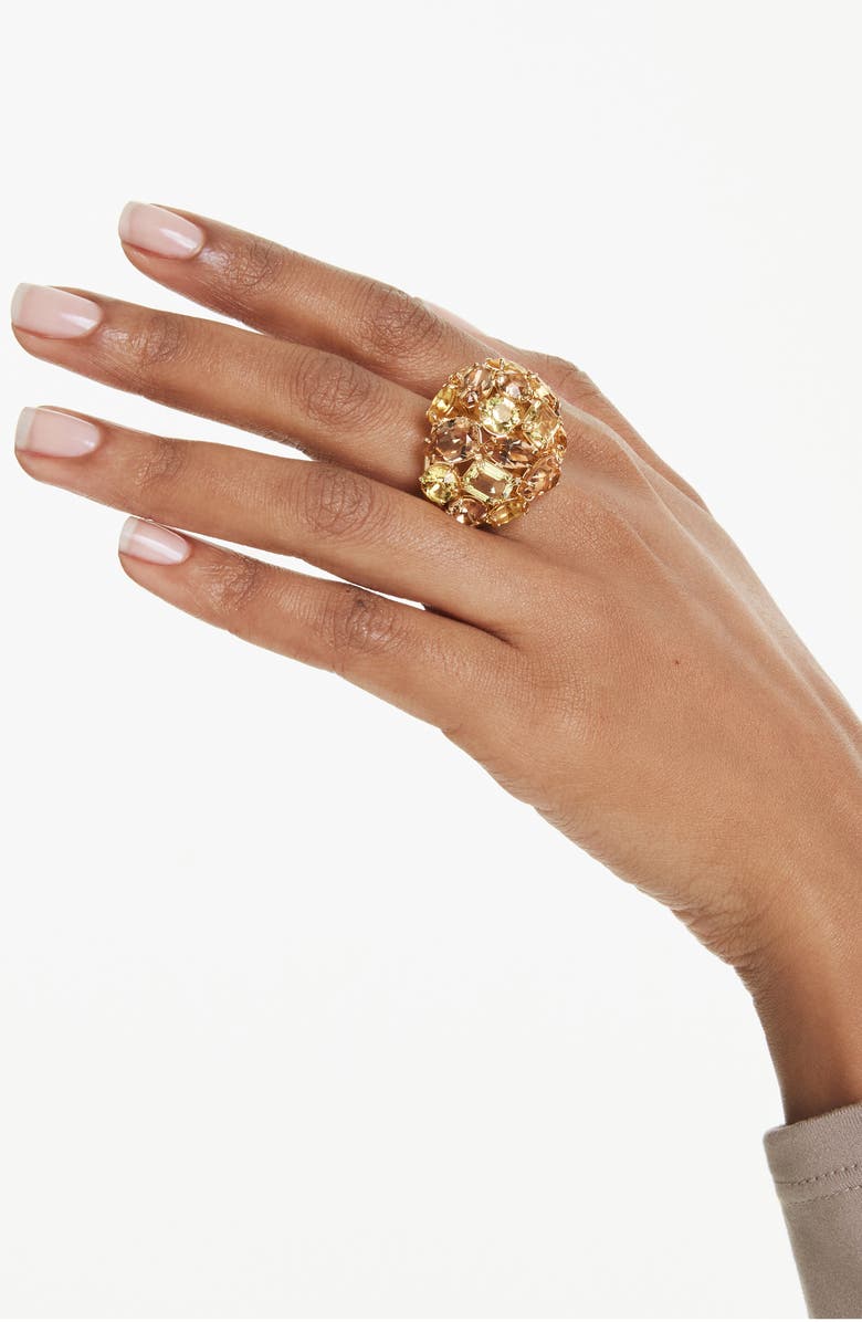Swarovski Gema Cocktail Ring, Alternate, color, Gold/ Yellow