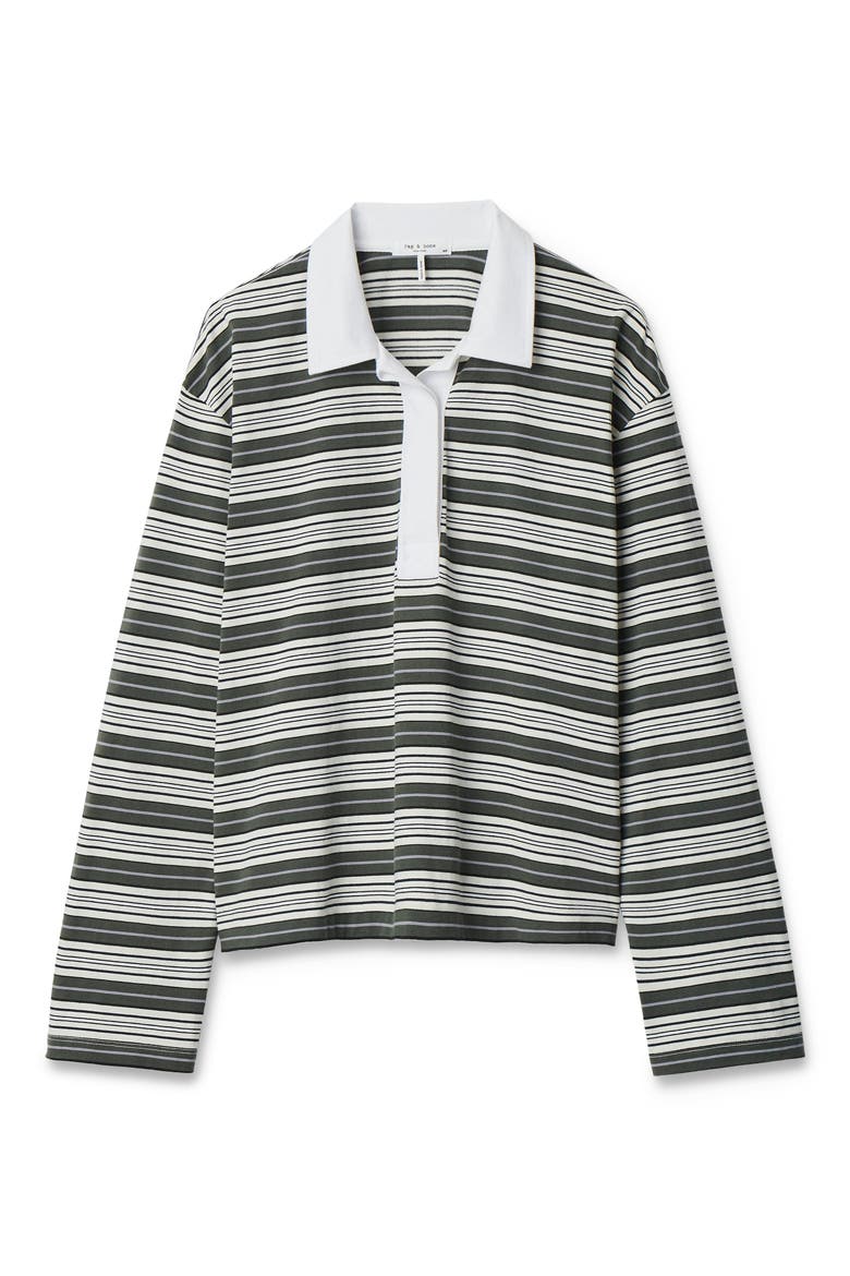 Kelly Stripe Long Sleeve Cotton Polo, Alternate, color, GREEN MULTI