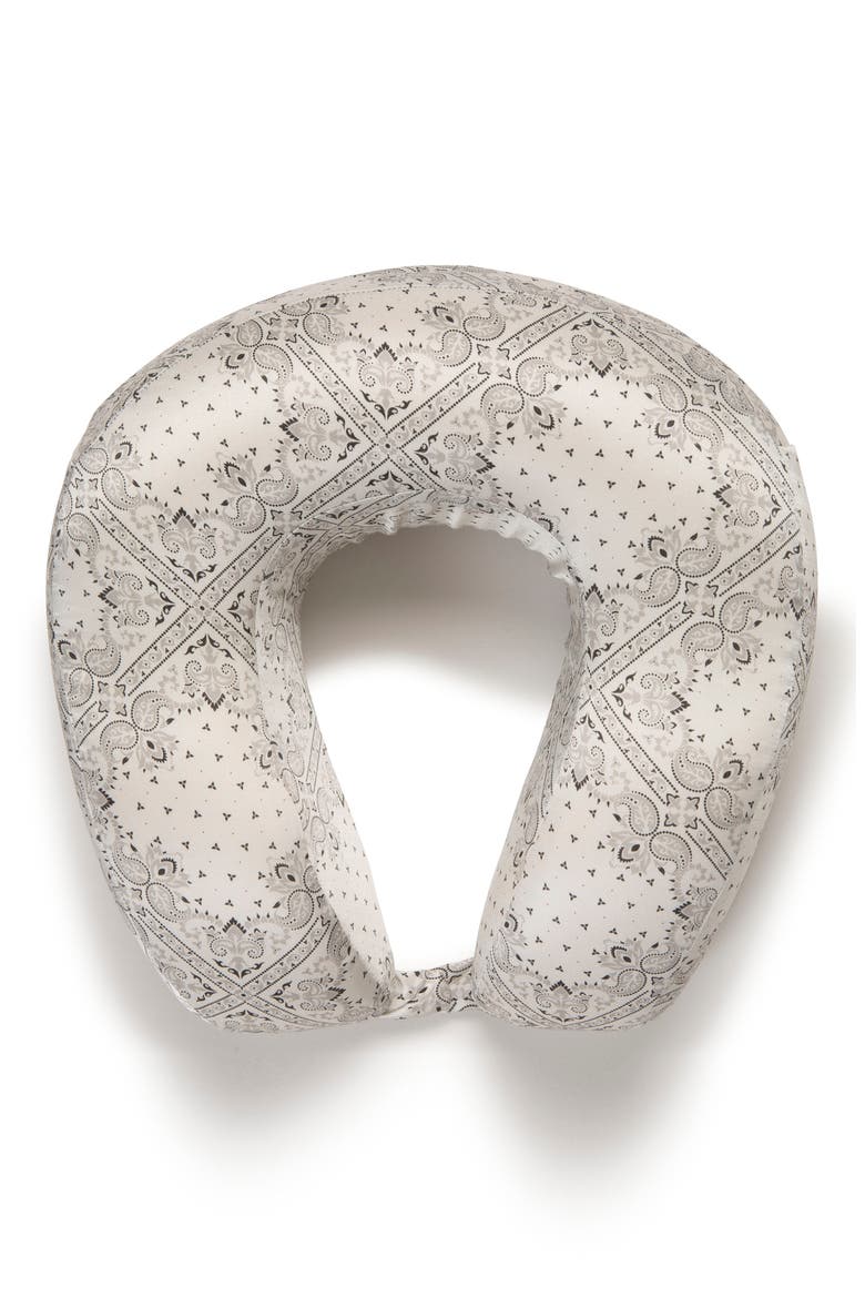 Silk Travel Neck Pillow & Eye Mask Set, Alternate, color, WHITE BANDANA